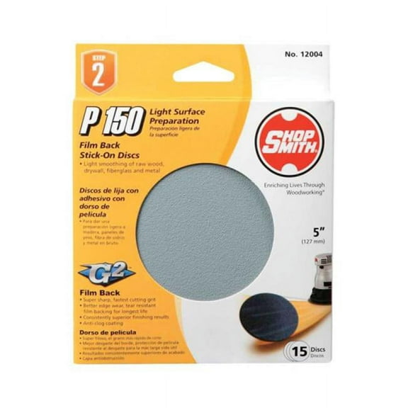 Shopsmith 12004 5 in. 150 Grit Film PSA Zero Hole Sanding Disc