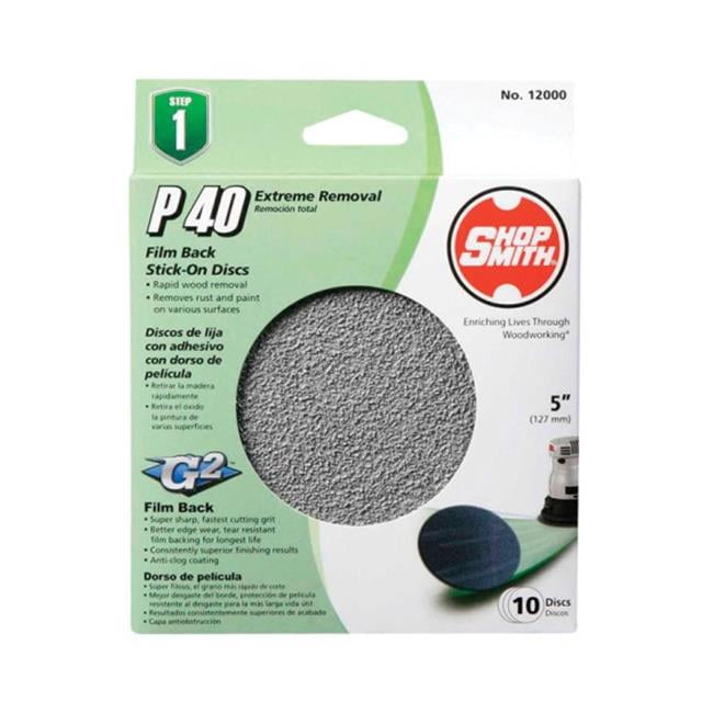 Shopsmith 5 in. Aluminum Oxide Adhesive Sanding Disc 40 Grit Coarse 10