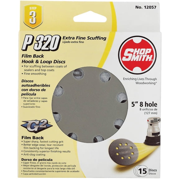 Shopsmith Sandpaper Hook&Loop 5 " 0grit, Grit32