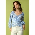 thumbnail image 1 of Shoptoska Santorini Blue White Wrap Top, 1 of 4