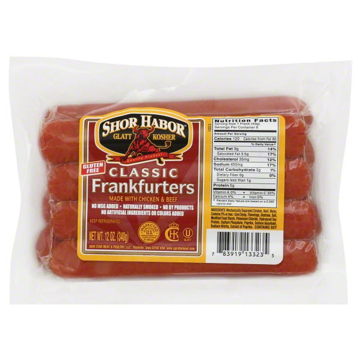 Shor Habor GlutenFree Chicken Frankfurters, 12 oz, 8 Ct