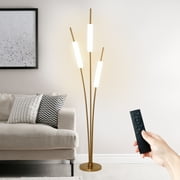 Shorckone 69-inch 3-Light LED Floor Lamp with Dimmable, Electroplating, Modern, Tree Pattern Shades