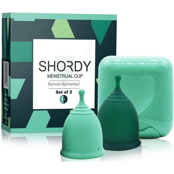 Shordy Menstrual Cup Set of 2 - Small & Large Reusable Period Cups with Box