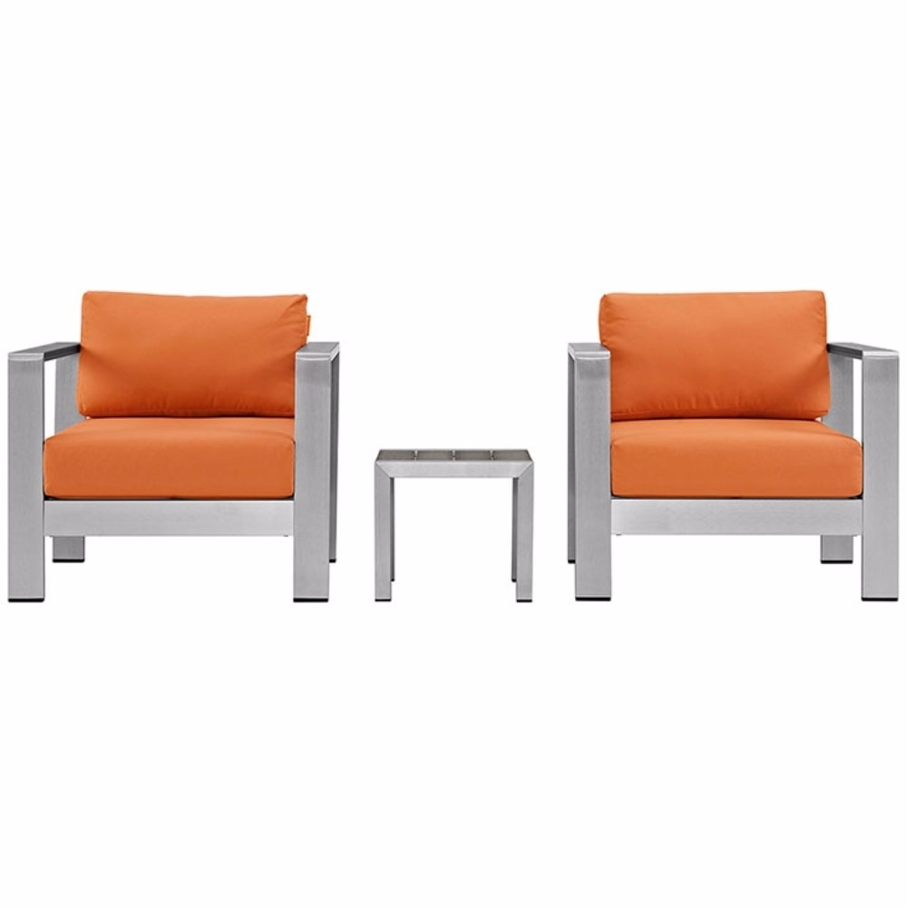 Shore 3 Piece Outdoor Patio Aluminum Sectional Sofa Set, Silver Orange - image 1 of 7
