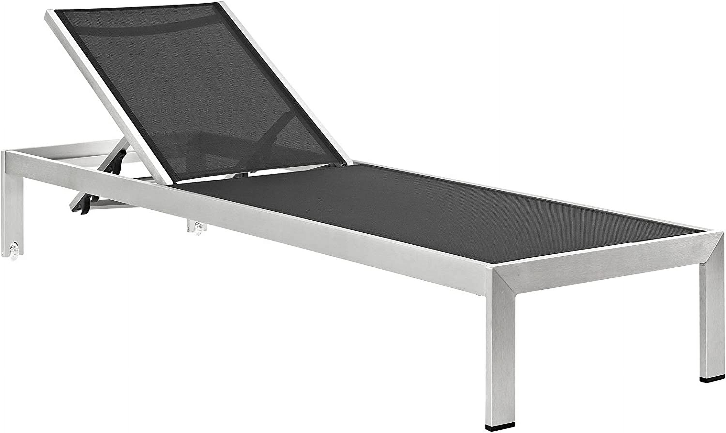 Silver Black Aluminum Mesh Outdoor Chaise Lounge Chair