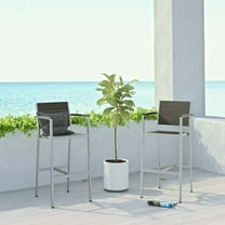 Modway Shore Outdoor Patio Aluminum Bar Stool Set of 2 in Silver Gray