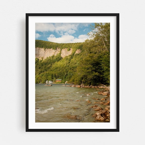 The Shore of Lake Willoughby - Westmore Vermont Photography Lake Nature Landscape Wilderness Scenic Forest Water Black Framed Wall Art Print 12 x 16 inches