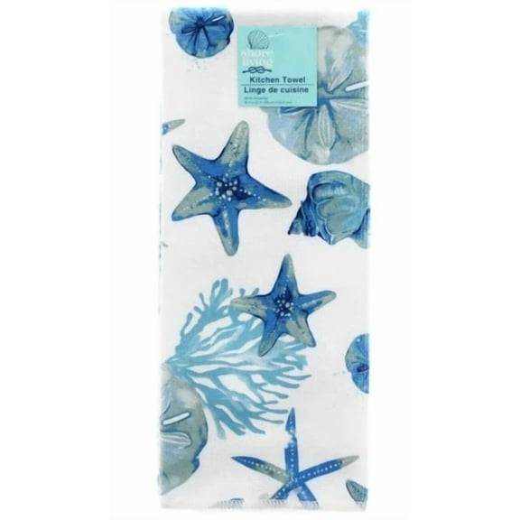 Shore Living Kitchen Towel Polyester Sand Dollar Starfish Shells ~ Qty 1