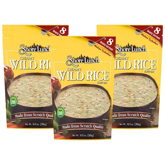 Shore Lunch Creamy Wild Rice Soup Mix, Made with Blends of White & Wild Rice with Seasonings, 8 Hearty Servings, Makes Gallon of Soup (10.8 Ounce (Pack of 3))