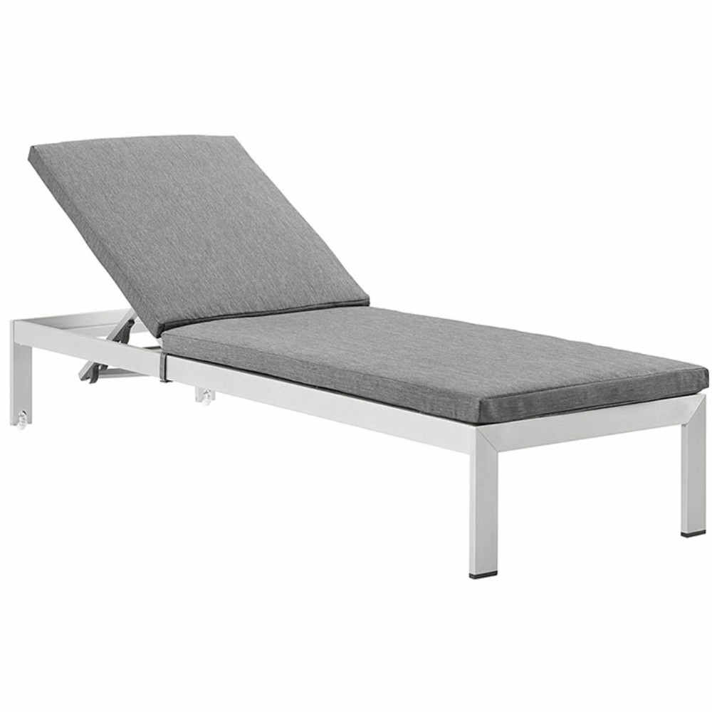Shore Outdoor Patio Aluminum Chaise with Cushions Silver gray - image 1 of 5