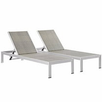 Shore Set of 2 Outdoor Patio Aluminum Chaise Silver Gray (MDY)