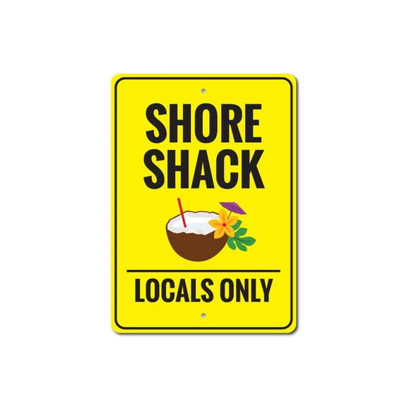 Shore Shack Sign, Beach Bar Decor, Coconut Drink Sign, Shore Shack Decor, Beach House Deck Sign, Beach Patio Aluminum Sign - 10x14 inches