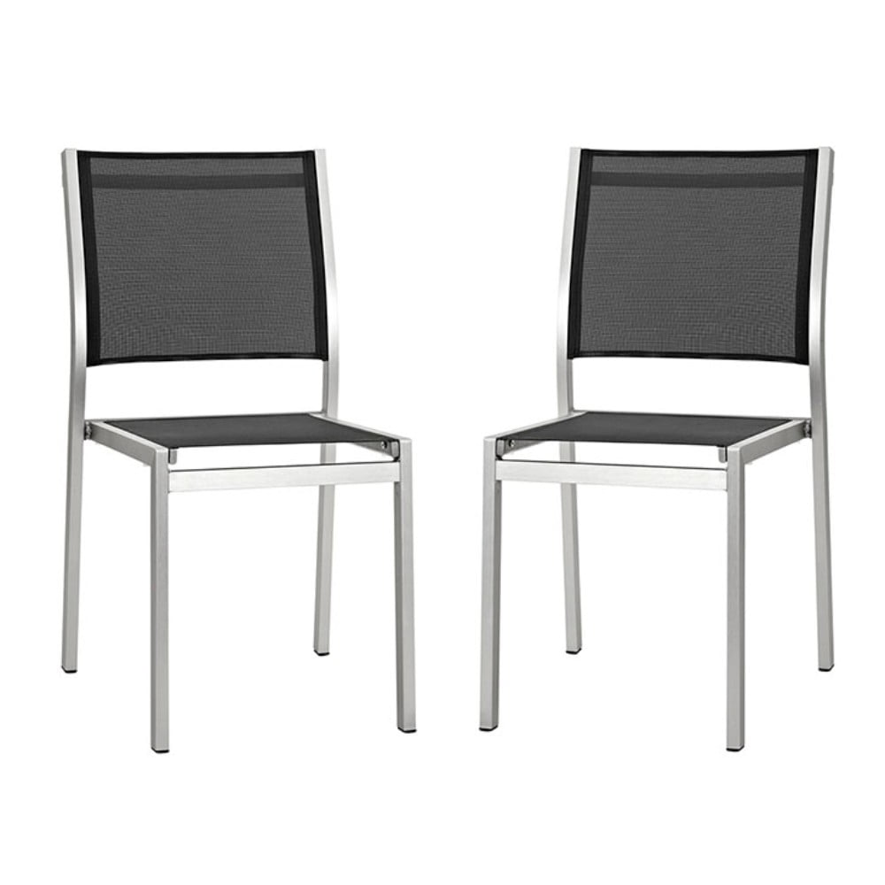 Shoreline Silver Black Modern Outdoor Patio Dining Chair