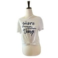 thumbnail image 1 of Shore Thing Twisted Knot Crop Top in White, 1 of 1