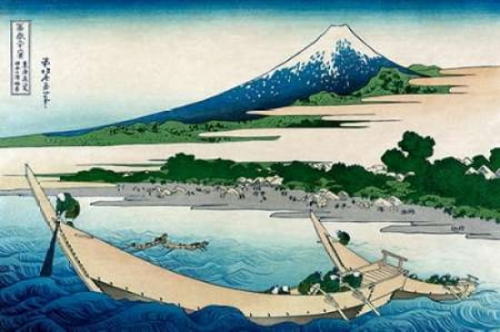 Shore of Tago Bay Ejiri at Tokaido 1830 Canvas Art - Hokusai (12 x 18)