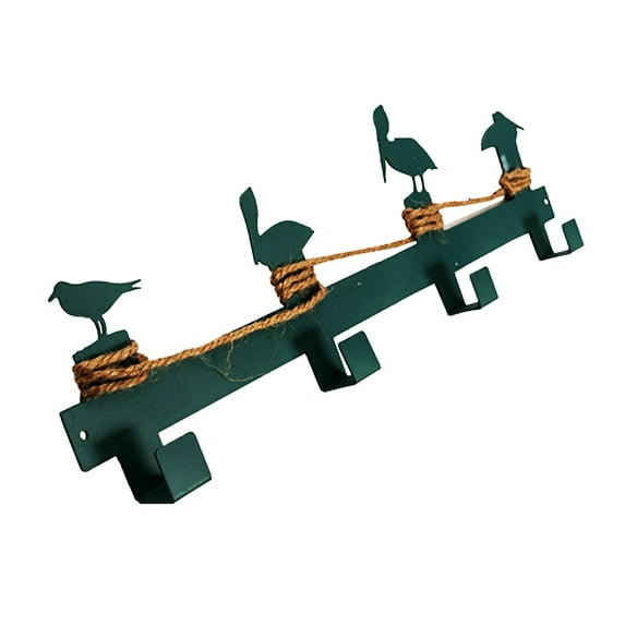 Shorebirds Wall Mounted Hooks with Rope Accents - Accented Decorative Metal Wall Art Décor - for Coats, Hats, Keys, Towels, Clothes and More - Gift