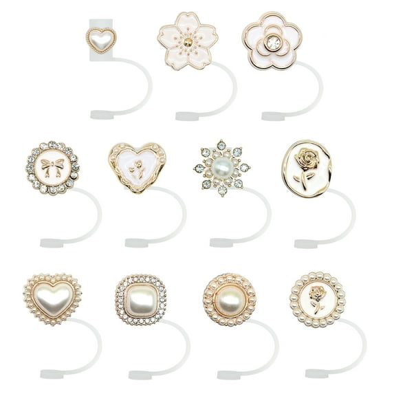 Shoreew 1/11Pcs Straw Cap for Cup Faux Pearl Straw Topper for 30&40 Oz Tumbler Reusable Dust-Proof Straw Tips Lids Protectors Reliable Beverage Cover