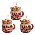 thumbnail image 1 of Shoreew 1/2/3Pcs Merry Christmas Gingerbread Man Family Ornament Red Ceramic Mug Pendant with Frosting Snowflake Patterns, 1 of 7