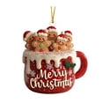 thumbnail image 1 of Shoreew 1/2/3Pcs Merry Christmas Gingerbread Man Family Ornament Red Ceramic Mug Pendant with Frosting Snowflake Patterns, 1 of 7
