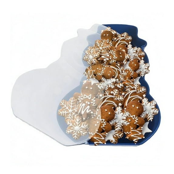 Shoreew 1/2Pcs Christmas Serving Tray with Lid Snacks Cookies Cosmetics Stationery Holiday Container Festive Gift Organizer