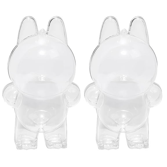 Shoreew 1/2Pcs Clear Figure Display Cases with Keychain High Durability Transparent Portable Dustproof Mini Doll Protective Covers