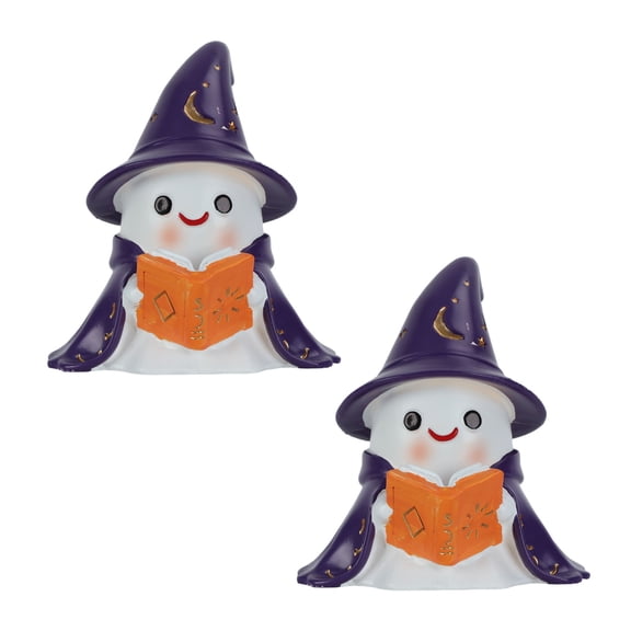 Shoreew 1/2Pcs Enchanting Wizard Ghost Night Light Halloween Reading Book Ghost LED Lamp Home Bedroom Kids Room Decoration Book Lovers Gift