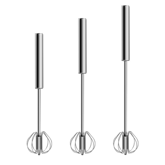 Shoreew 1/3 Pcs Semi-Automatic Egg Beater Whisk Blender Stainless Steel Hand Push Rotary Whisk for Baking Cooking 360 Degree Rotation Mixer Tool for Eggs Cream Butter Sauces