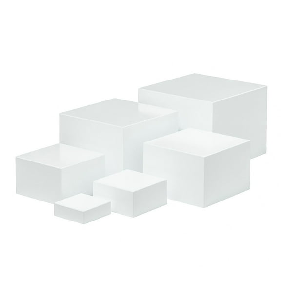 Shoreew 1/6Pcs Food Display Riser Cake Display Stand High Durability Multipurpose Cube Boxes Display Nesting Risers with Hollow Bottoms
