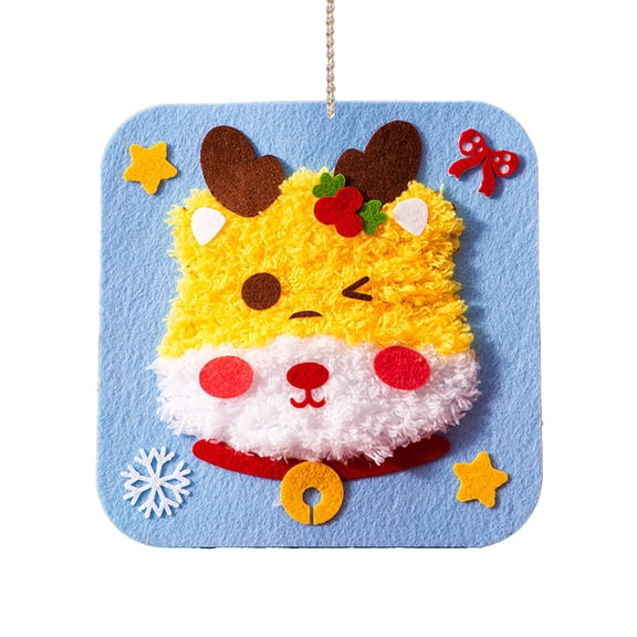 Shoreew 1/7/10Pcs Christmas Handmade DIY Material Bag Easy to Operate Embroidered Doll Set with Cartoon Animal Pattern Sewing Craft Kit