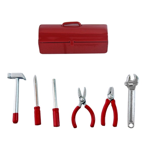 Shoreew 1 Set 1:12 Mini Dolls Tools Metal Home Repair Tool Model Miniature Hammer Wrench Hand Tools for Doll Mansion Decoration Yard Supplies Pretend Play Toy