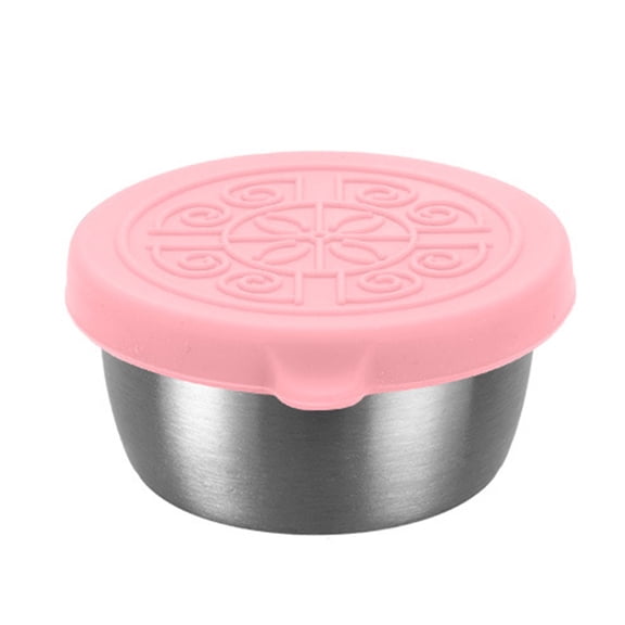 Shoreew 1 Set 40ml Sauce Cup with Silicone Lid Good Sealing Leakproof Outdoor Picnic Portable Salad Dressing Container Daily Use