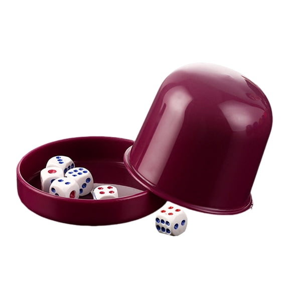 Shoreew 1 Set Dice Cup with Base 6 Dot Dice Heavy Duty Manual Shaker Cup Adults Family Night Bar Party Gambling Drinking Board Game Casino Equipment