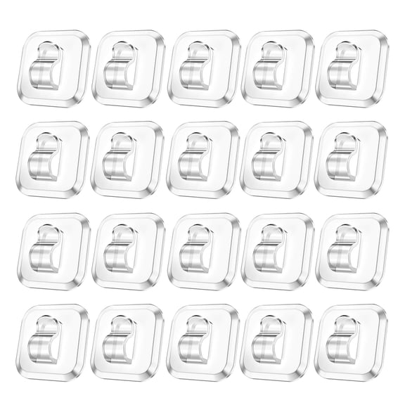 Shoreew 10/20/50/100Pcs Mini Light Hook with Adhesive Strip Indoor Outdoor String Light Hanging Clear Plastic Clip Small Christmas Decoration Fairy Lamp Cable Wall Hanger