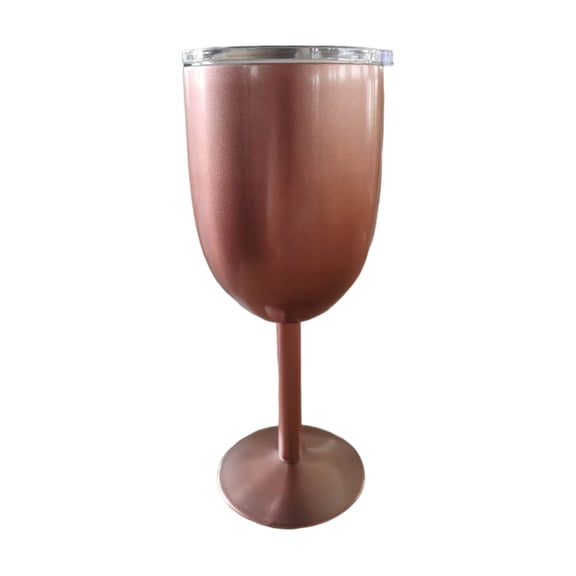 Shoreew 10 Oz Insulated Cocktail Glass Double Walled High-foot Lidded Tumbler for Cocktails Wine Cold Drinks Stainless Steel Wine Glass