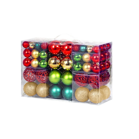 Shoreew 100 Pcs Christmas Balls Ornaments Plastic Shatterproof Hanging Balls Decoration for Xmas Tree Holiday Home Party Decor
