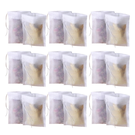 Shoreew 100Pcs Tea Infuser Bags Disposable Heat-Resistant Food Grade BPA Free Dense Holes Drawstring Seal Filter Herb Tea Empty Bags Home Supplies
