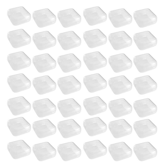 Shoreew 100Pcs Transparent Plastic Jewelry Box with Hinged Lid Mini Compact Square Jewelry Storage Container for Rings Earrings