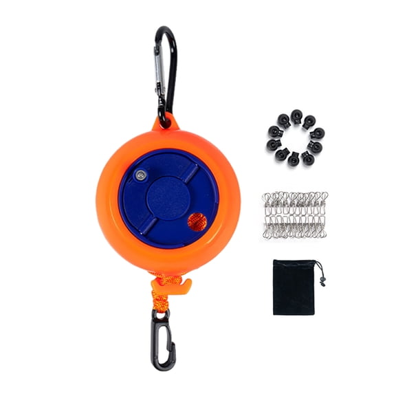 Shoreew 10M Portable Retractable Clothesline with Buckles Clips Heavy Duty Retracting Laundry Rope Bathroom Laundry Room Indoor Outdoor Camping Travel Clothes Drying Line