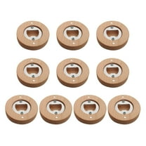 Shoreew 10Pcs Bamboo Bottle Opener Magnets 2.4x2.4" Fridge Magnet Bar Decoration Beer Opener Multifunctional Kitchen Tool Refrigerator Sticker