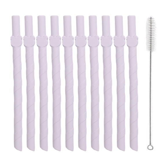 Shoreew 10Pcs Colorful Silicone Straws Reusable Easy to Clean BPA-free Food Grade Dishwasher Safe Straight Straws