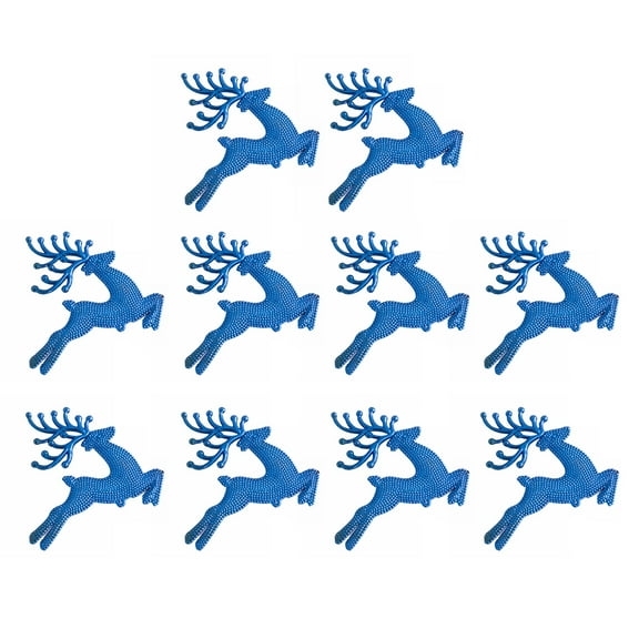 Shoreew 10Pcs Plastic Reindeer Hanging Ornaments Christmas Tree Glitter Elk Decorations Holiday Party Xmas Gifts