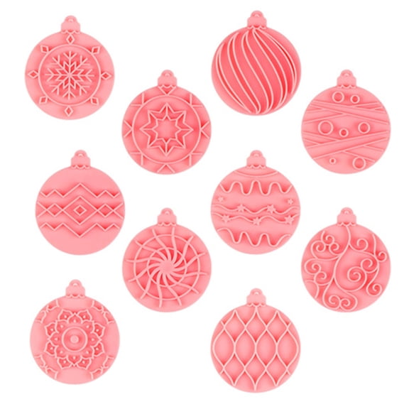 Shoreew 10Pcs/Set Christmas Ball Cookie Cutter Mold Food Grade PP Dishwasher Safe Press DIY 3D Fondant Cookie Maker Mould Kitchen Baking Tools