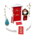 thumbnail image 1 of Shoreew 11Pcs Doll Houses Miniature Christmas Decor Set Plastic Tree Lights Wreath Mailbox Fairy Doors DIY Scene Kit Red Themed Accessories for 1:12 Scale Models, 1 of 6