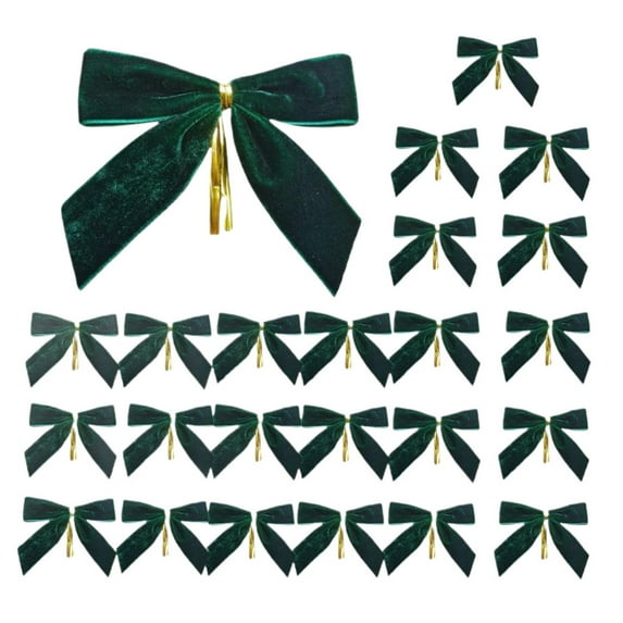 Shoreew 12/24Pcs Red Small Velvet Christmas Bows DIY Gift Wrapping Crafts Red Christmas Bowknot Wedding Party Decoration