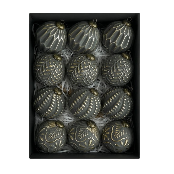 Shoreew 12 Pcs Christmas Ball Ornaments 3.15inch Shatterproof Plastic Balls Rustic Vintage Xmas Tree Hanging Decoration for Wedding Party Holiday Home Decor