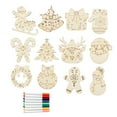 thumbnail image 1 of Shoreew 12 Pcs Wooden Christmas Ornaments to Paint DIY Blank Unfinished Wood Reindeer Santa Claus Christmas Tree Bell Wreath Cutouts for Winter Hanging Decorations, 1 of 7