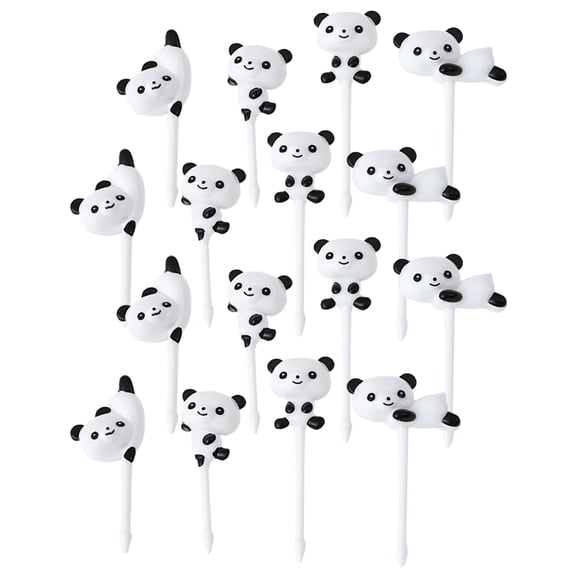 Shoreew 16Pcs Fruit Fork Easy to Clean Cute Panda Shape Food Dessert Picks Food-grade Bento Picks for Children