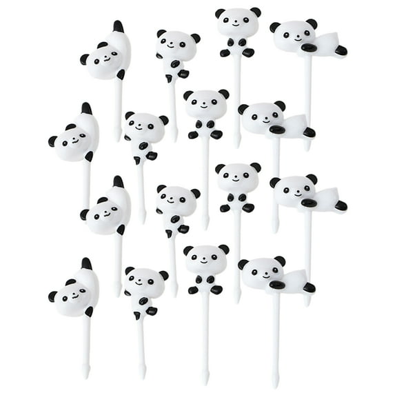 Shoreew 16Pcs Fruit Fork Easy to Clean Cute Panda Shape Food Dessert Picks Food-grade Bento Picks for Children