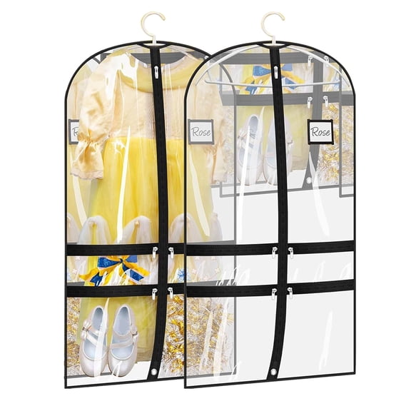 Shoreew 2/4 Pcs Clothing Dustproof Bag Transparent Multi Pockets Zipper Closure Moisture-proof Large Capacity Dence Recital Dress Bag Hanging Storage Bag Dust Cover