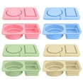 thumbnail image 1 of Shoreew 2/4Pcs Double Compartment Dressing Containers with Lid Foldable Silicone Sauce Box Reusable Snack Containers Stackable Condiment Box for Travel, 1 of 7